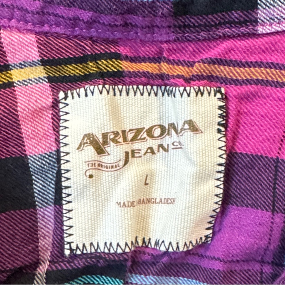 Arizona Jean Company — Plaid Flannel Button-Down in Pink and Purple - Picture 3 of 9